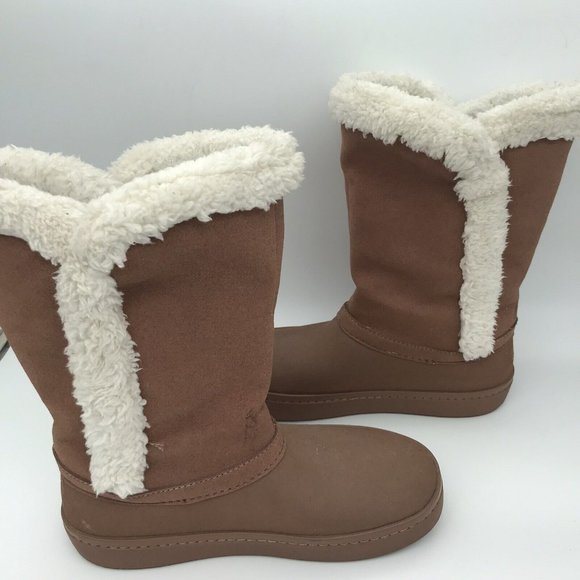 Crocs Modessa Faux Fur‎ Suede Button Tan White Tall Comfort Warm Boots Womens 6 - Picture 5 of 8